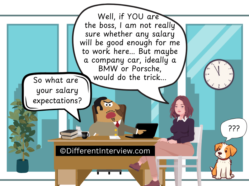 A funny scene from an interview, the applicant has unrealistic demands but is honest at the same time. 